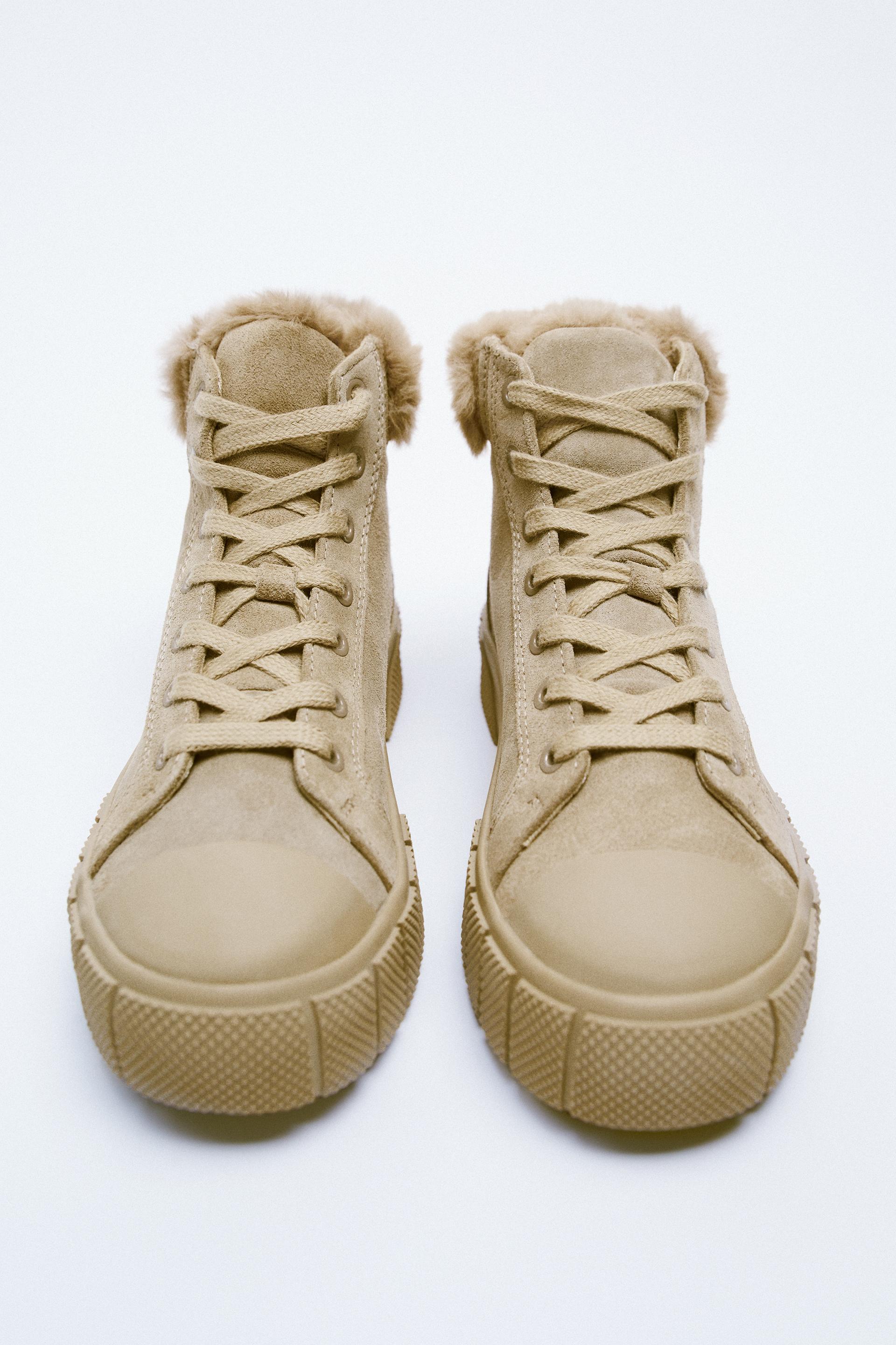 fur lined high top trainers