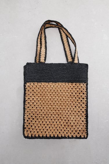 CONTRAST WOVEN TOTE BAG