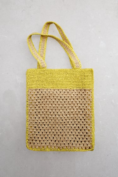 CONTRAST WOVEN TOTE BAG
