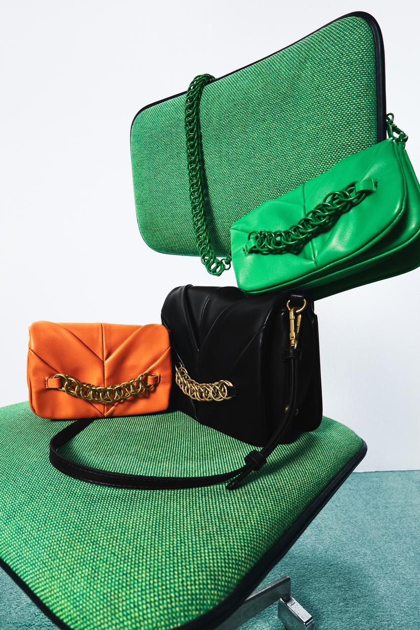 BORSA A TRACOLLA CON CATENA Nero ZARA Italia Italy