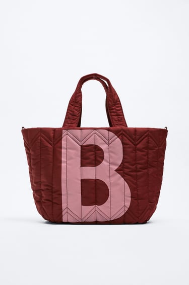 NYLON TOTE BAG WITH LETTERS