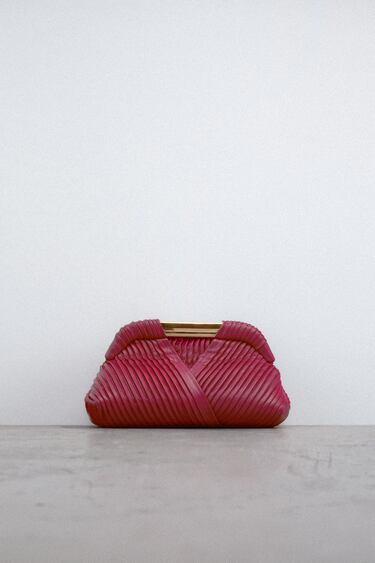 PLEATED LEATHER CLUTCH