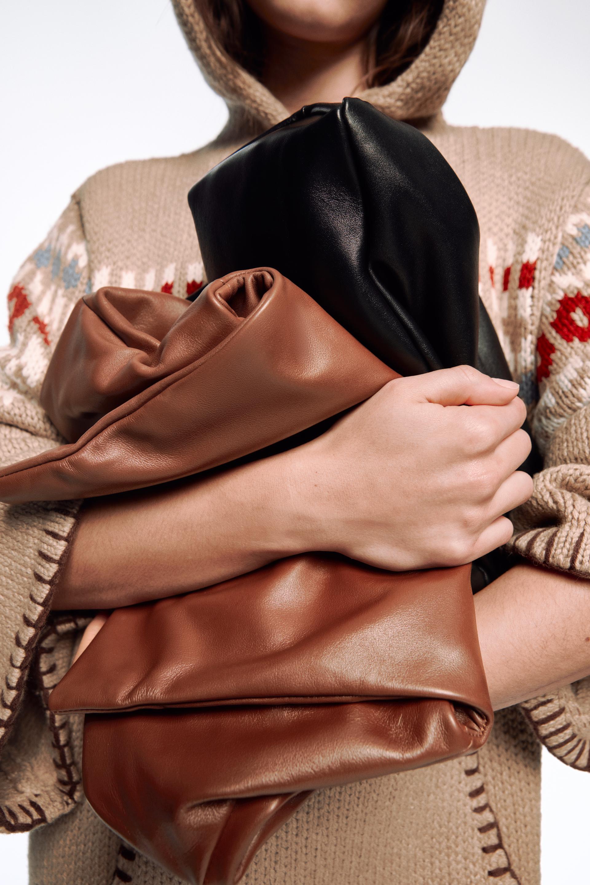 Túi Zara leather clutch