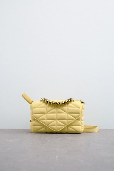 BEAD HANDLE QUILTED CROSSBODY BAG