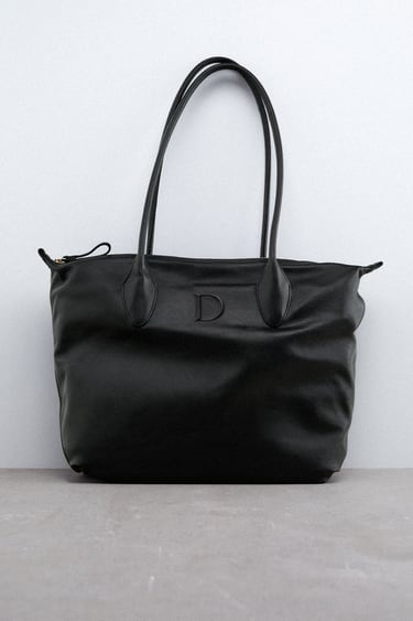 LEATHER TOTE BAG WITH LETTER