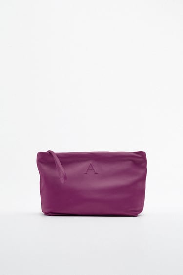 LEATHER CLUTCH BAG WITH LETTER