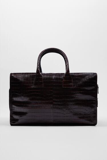 ANIMAL EMBOSSED LEATHER BOWLING BAG
