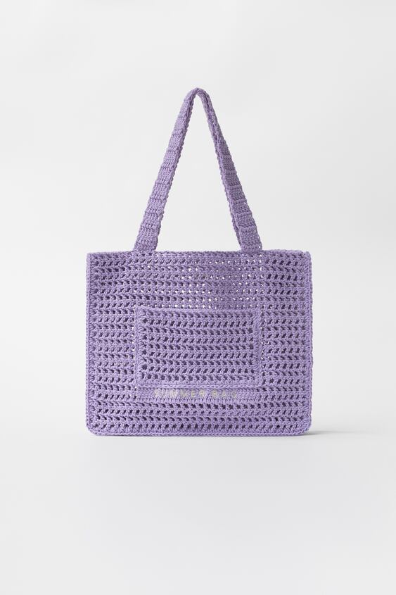 CROCHET TOTE BAG WITH POCKET