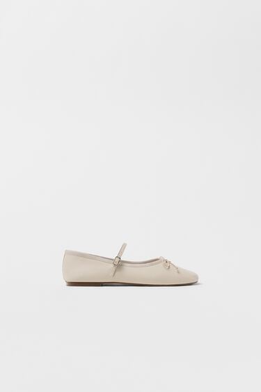 KIDS/ LEATHER BALLET FLATS WITH BOW
