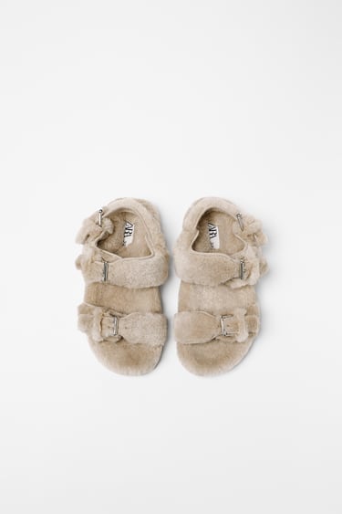 Image 1 of BUCKLED FAUX FUR SANDALS from Zara
