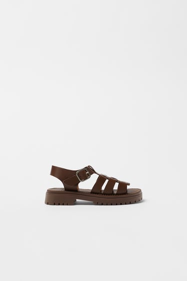 KIDS/ LEATHER SANDALS WITH TRACK SOLE