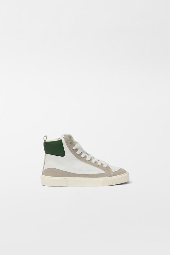 canvas high top trainers zara