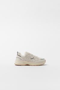 RETRO LEATHER HIGH-TOP SNEAKERS - Light Grey | ZARA New Zealand