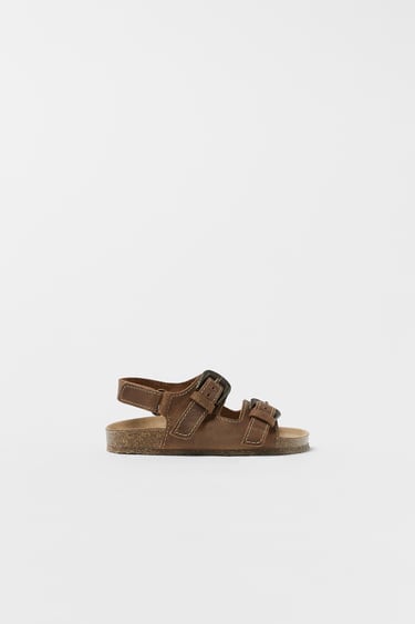 BABY/ BUCKLED LEATHER SANDALS