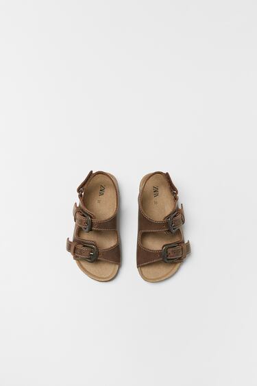 Image 0 of BUCKLED LEATHER SANDALS from Zara