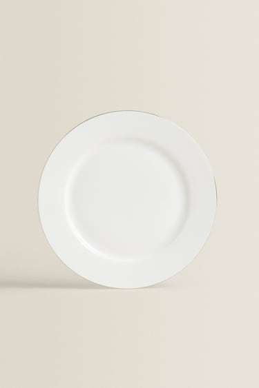 Image 0 of RIMMED BONE CHINA DINNER PLATE from Zara