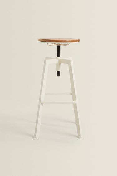 Image 0 of WOODEN AND METAL SWIVEL STOOL from Zara