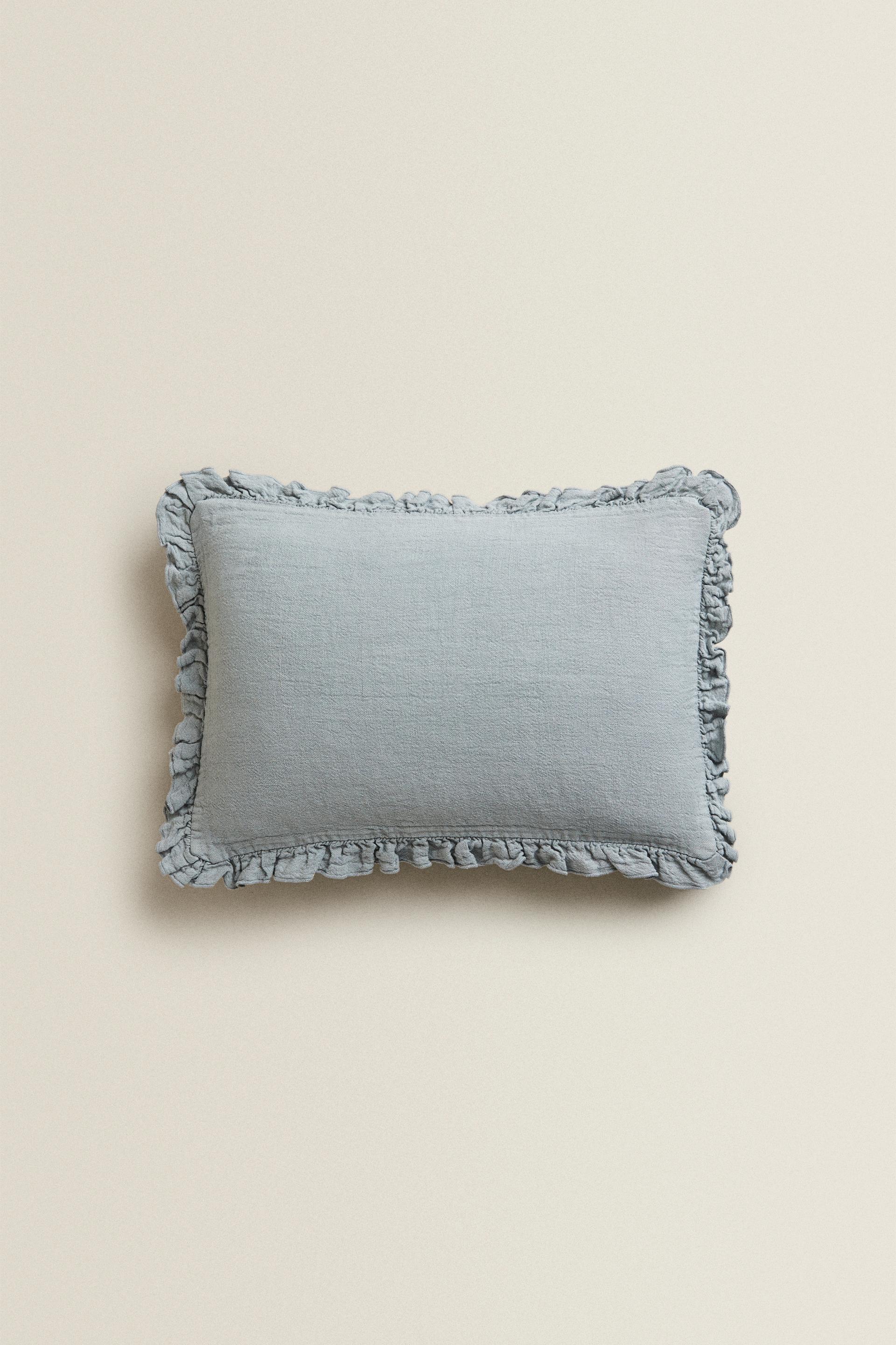フリル リネン クッションカバー ライトブルー Zara Japan 日本 フリル リネン クッションカバー ライトブルー Zara Japan 日本