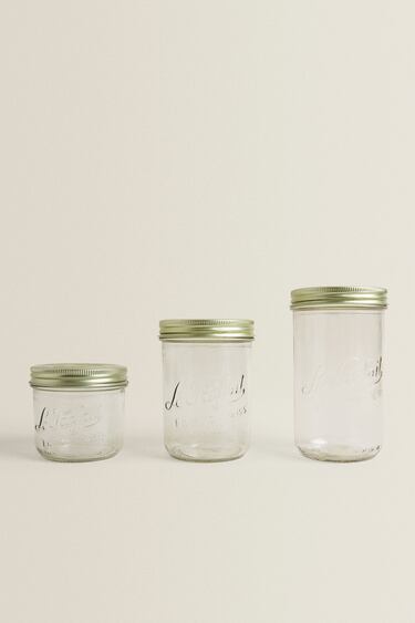 Image 0 of GLASS STORAGE JAR WITH GOLDEN LID from Zara
