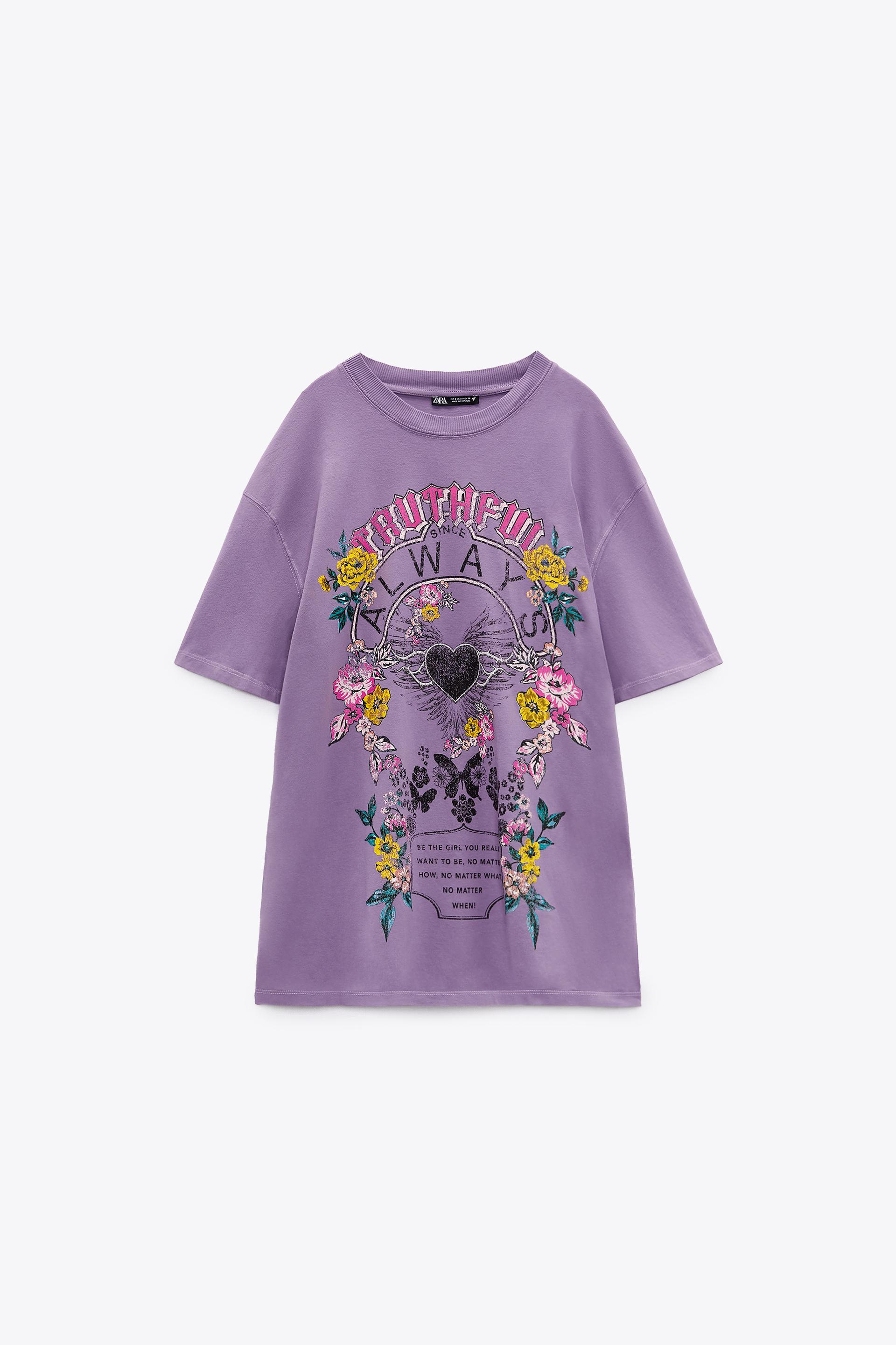 PRINTED T-SHIRT - Mauve | ZARA Australia