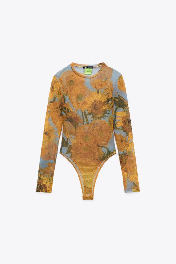 VAN GOGH SUNFLOWER TULLE BODYSUIT 