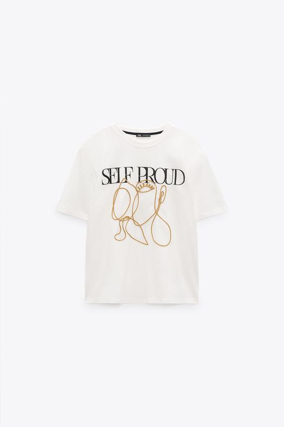 EMBROIDERED T-SHIRT - White | ZARA 
