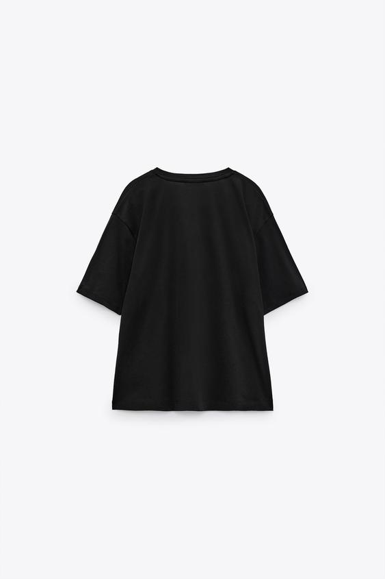 T-SHIRT WITH FRONT PRINT - Black | ZARA 
