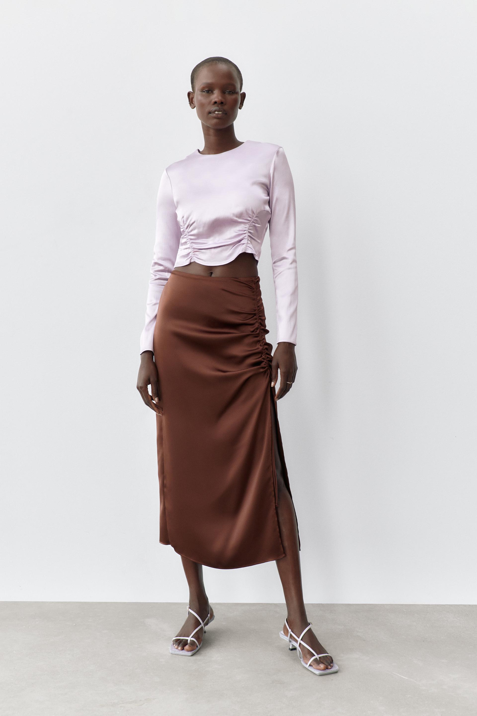 SATIN CROP TOP - Lilac | ZARA Australia