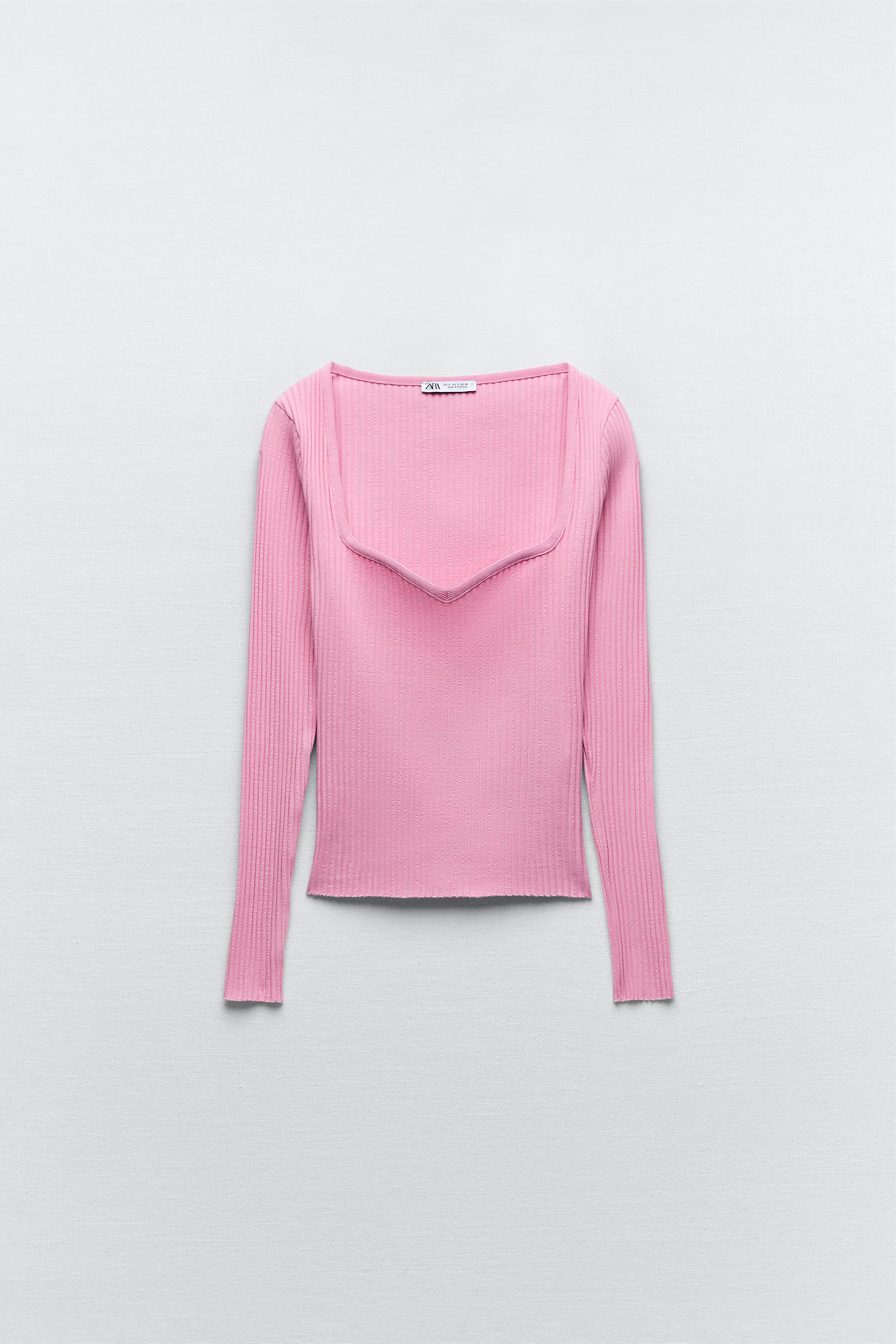 RIBBED T-SHIRT - Chalk pink | ZARA New 