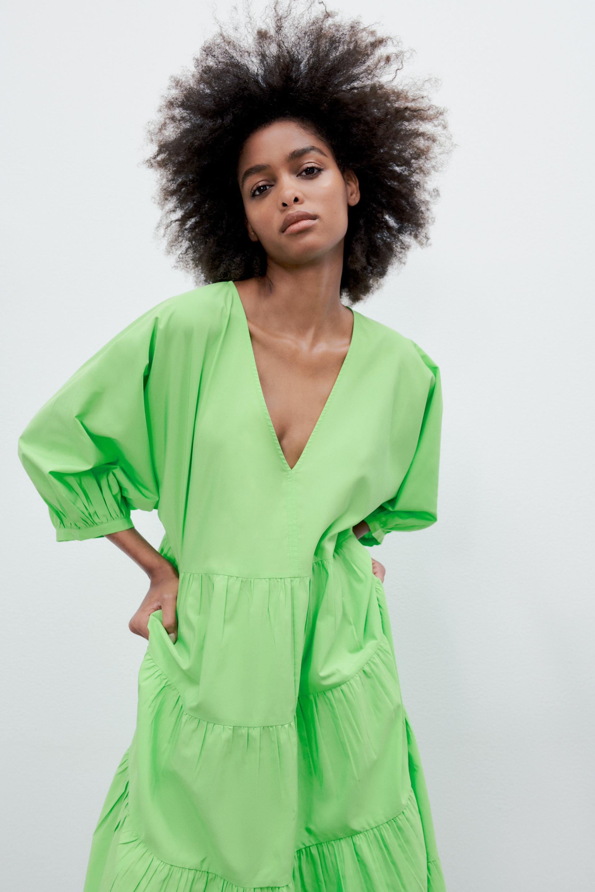 VESTIDO POPELÍN PANELES - Negro | ZARA Chile