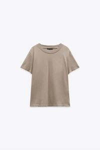 WASHED SLIM FIT T-SHIRT - Beige | ZARA 