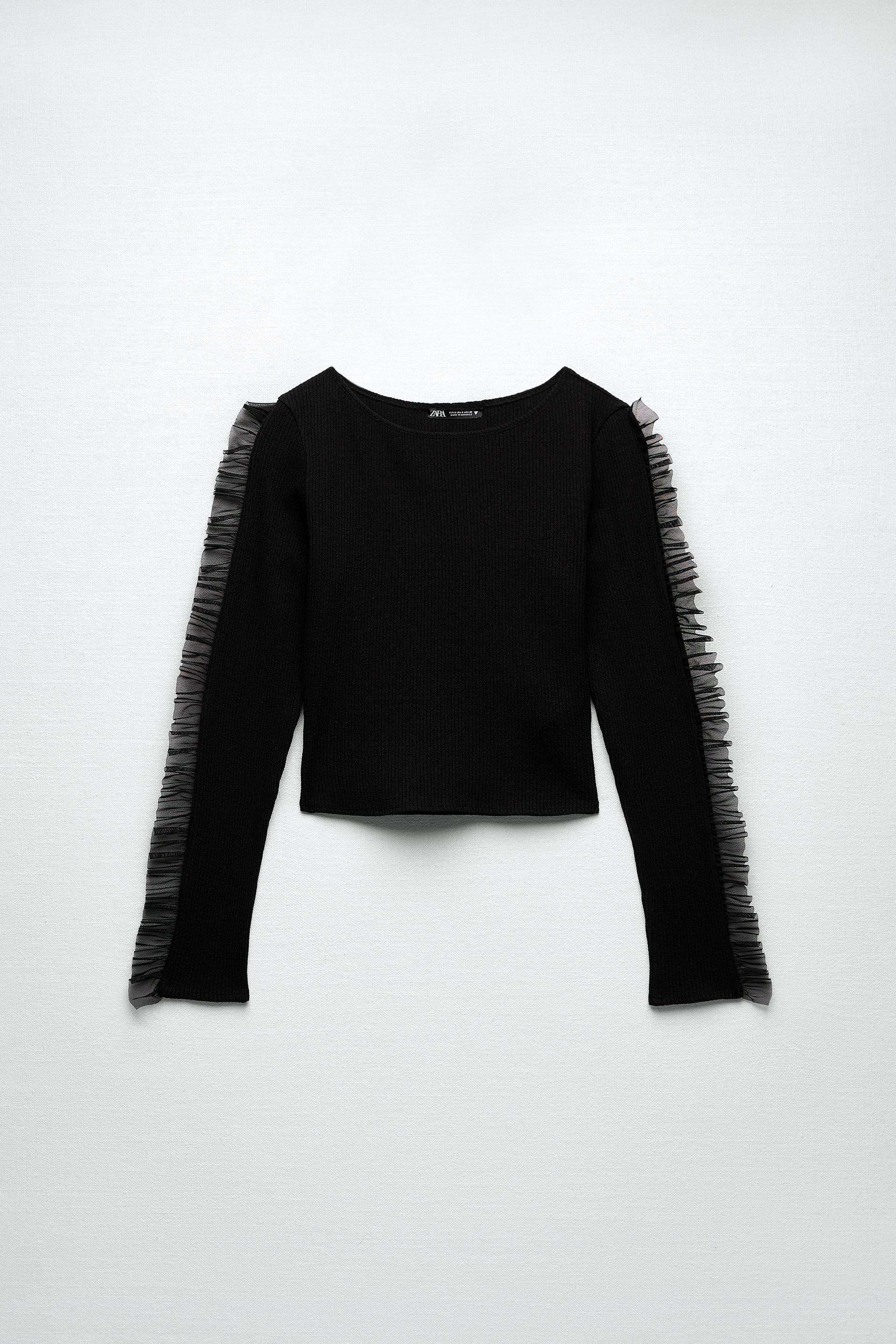 TOP WITH TULLE - Black | ZARA Australia