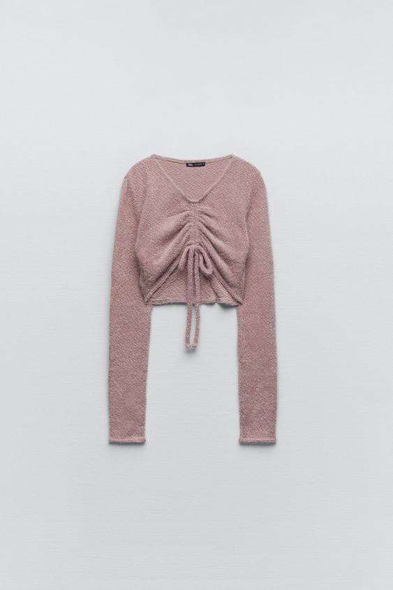 CROPPED T-SHIRT WITH GATHERED DETAIL 