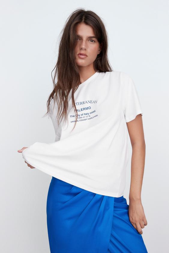 SLOGAN T-SHIRT - Oyster White | ZARA 