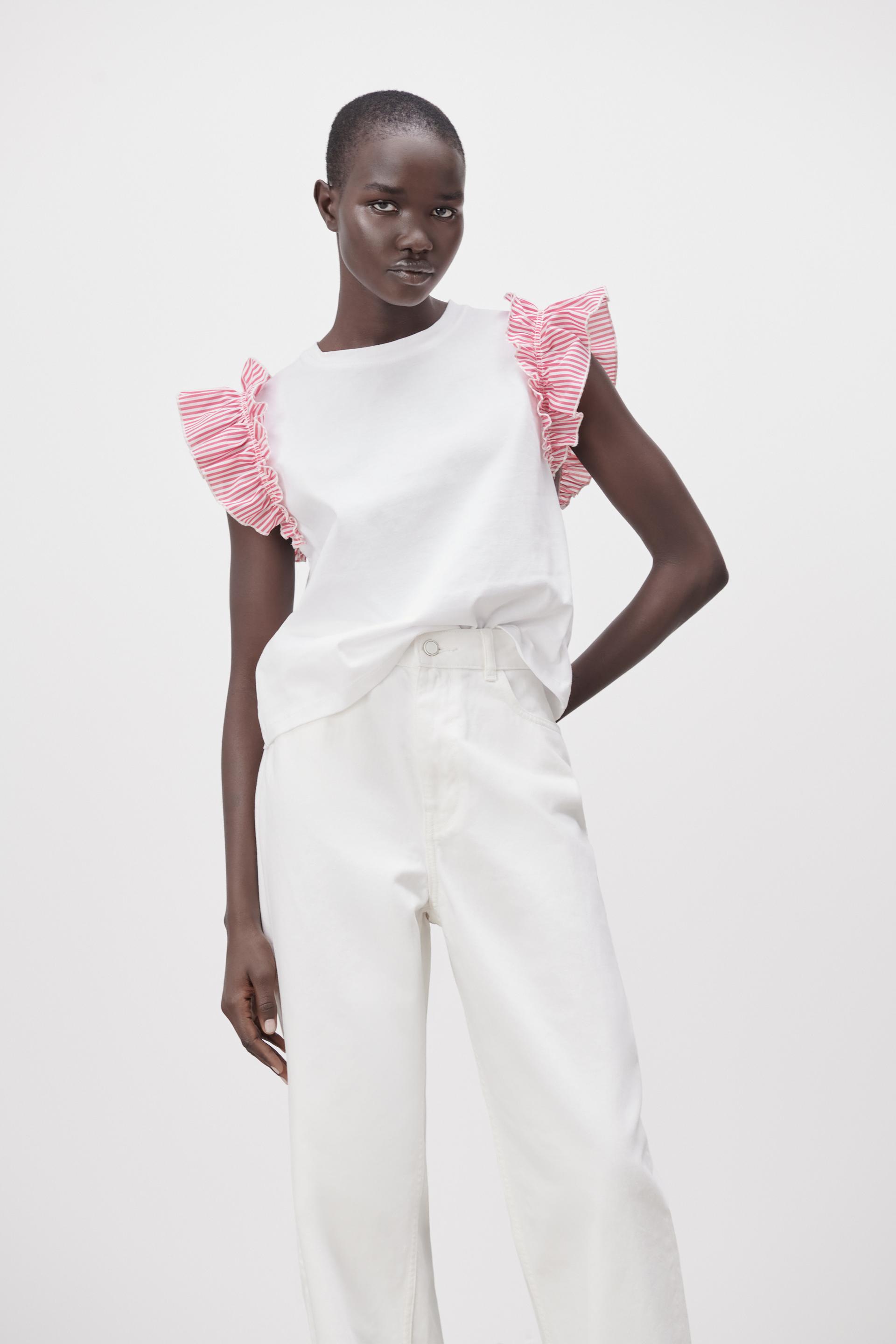 CONTRAST T-SHIRT - White / Red | ZARA Australia