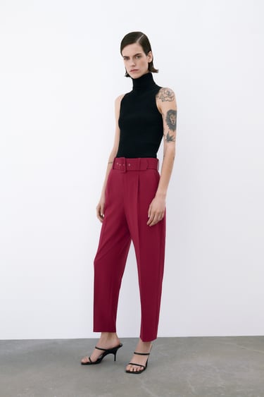 HIGH-WAIST TROUSERS WITH BELT