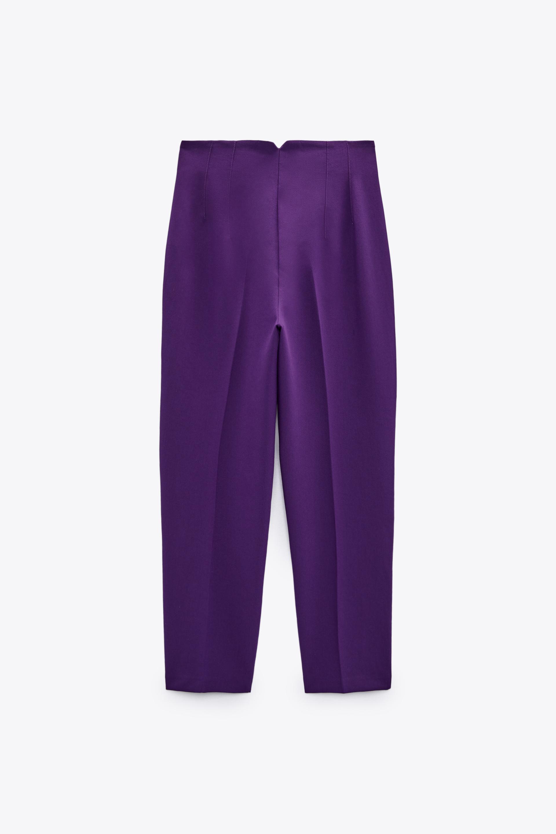 HIGH-WAIST TROUSERS - Purple | ZARA 