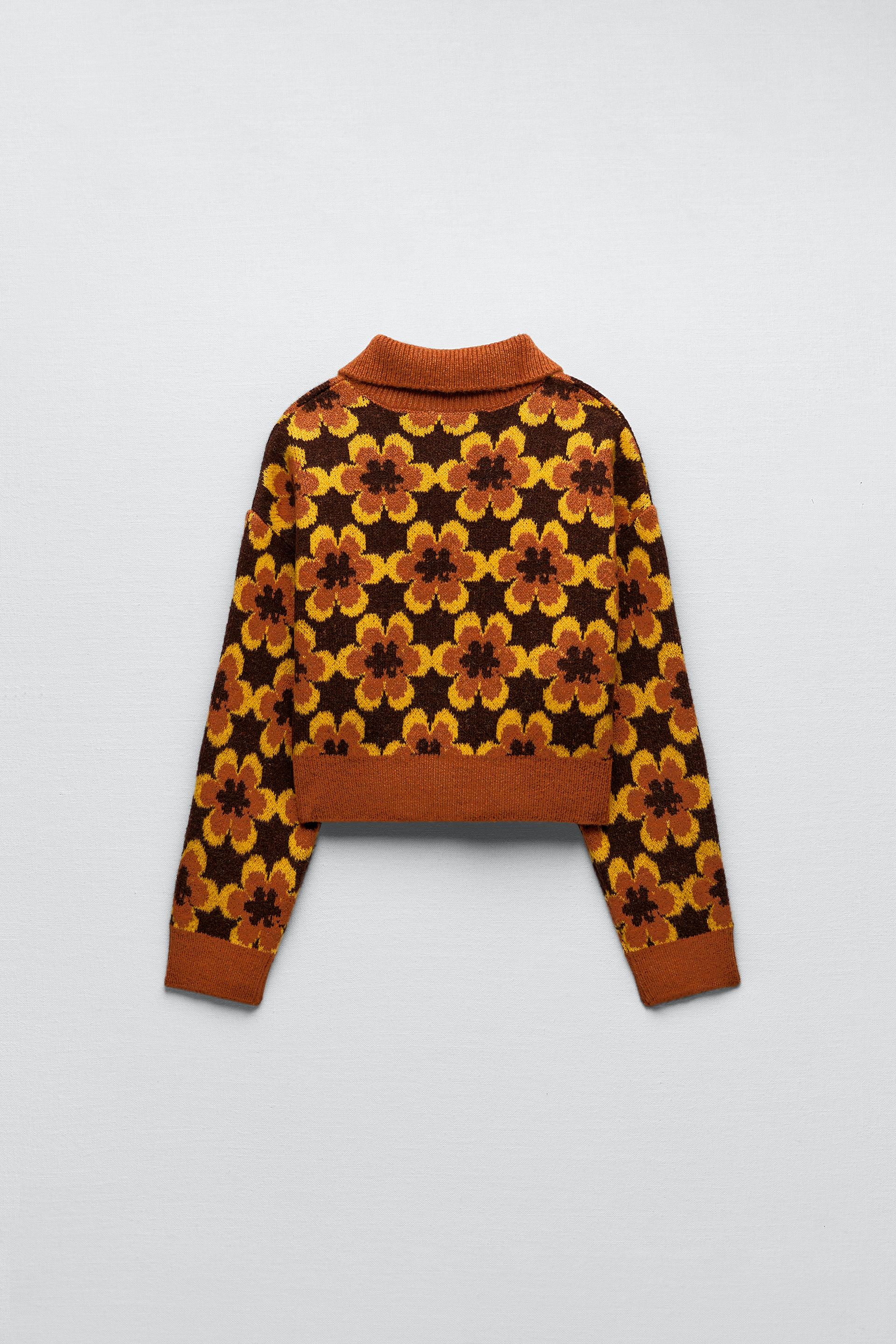 zara jacquard knit cardigan