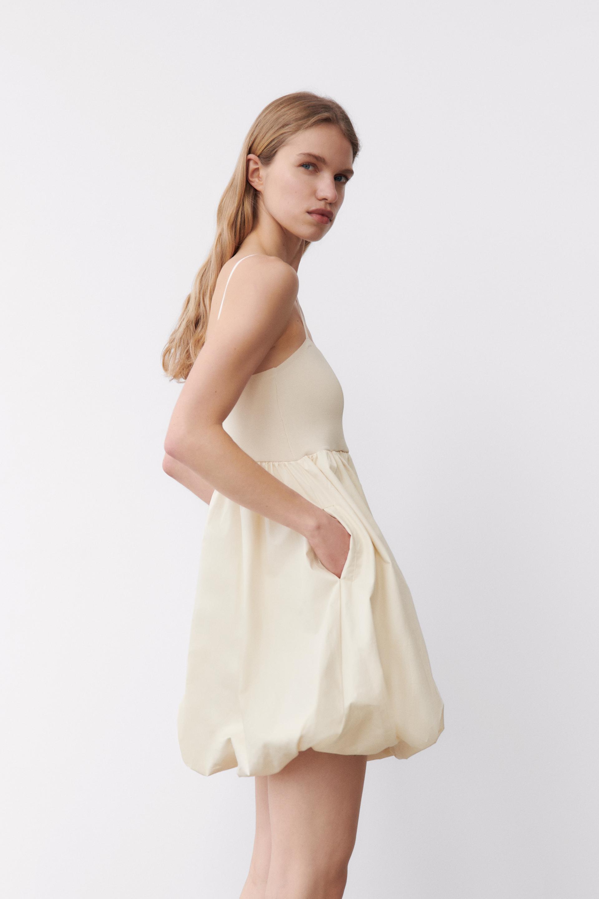 DOUBLE-FABRIC MINI DRESS - Butter | ZARA Australia