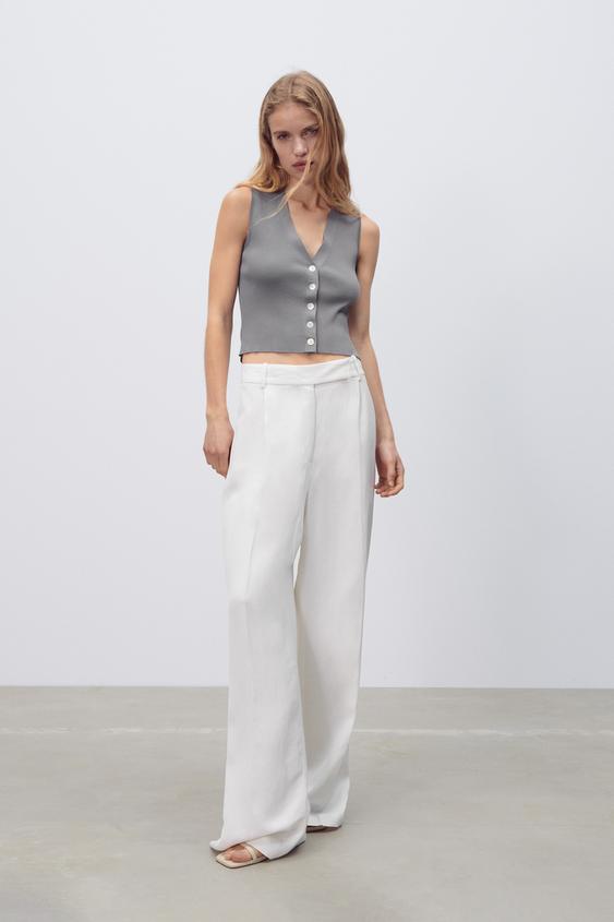 CHALECO PUNTO BOTONES - Gris medio | ZARA Chile