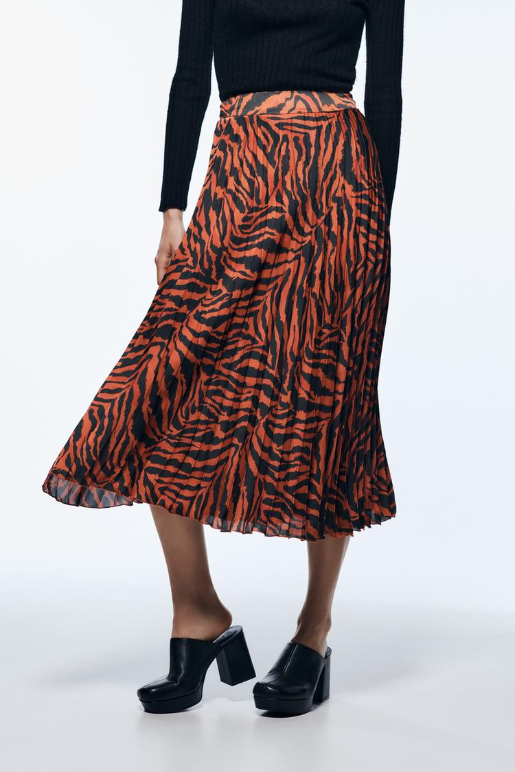 FALDA MIDI PLISADA - tigre | ZARA Perú / Peru