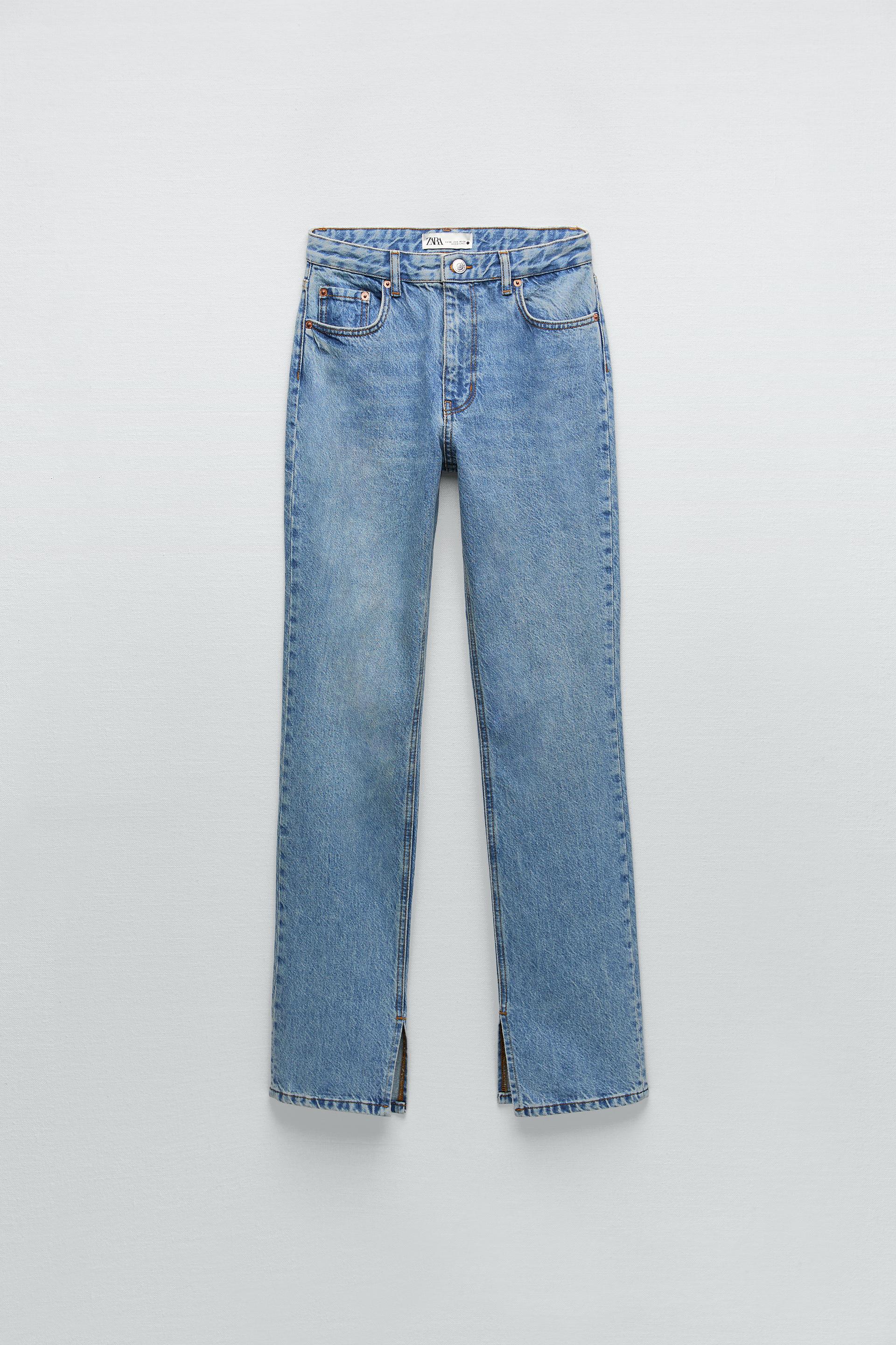 ZW THE '90S SLIM SPLIT-HEM JEANS - Blue 