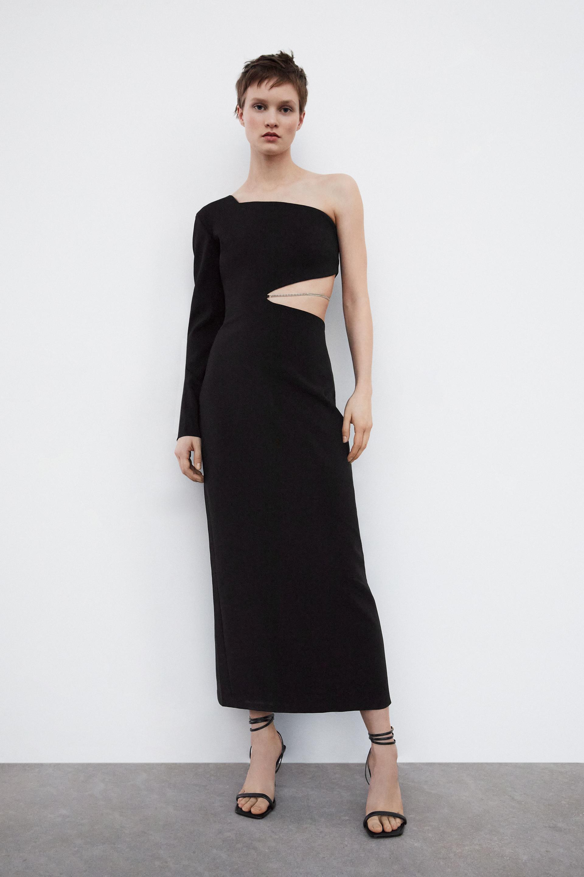 zara green chain dress