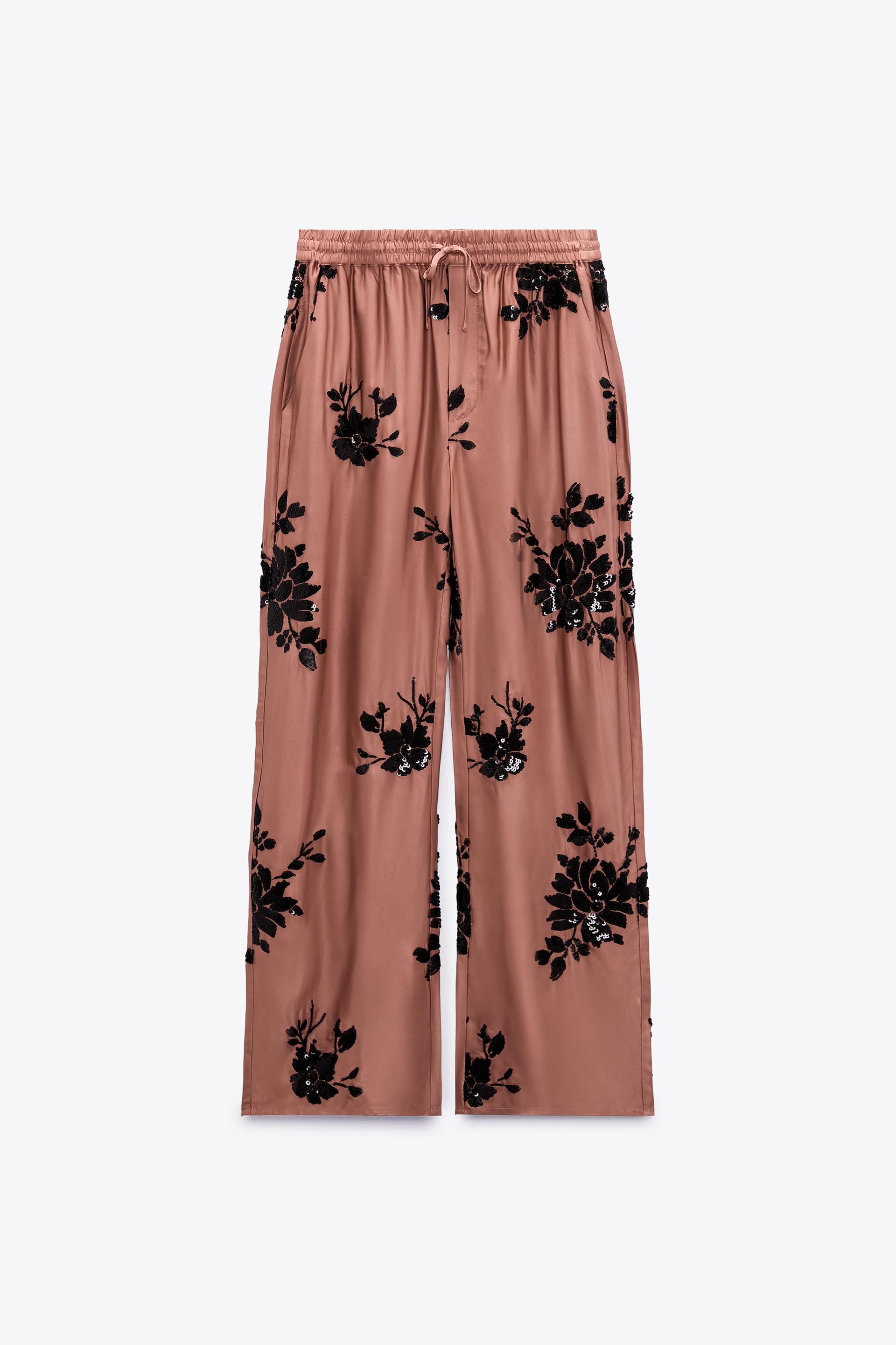 EMBROIDERED TROUSERS WITH SEQUINS 