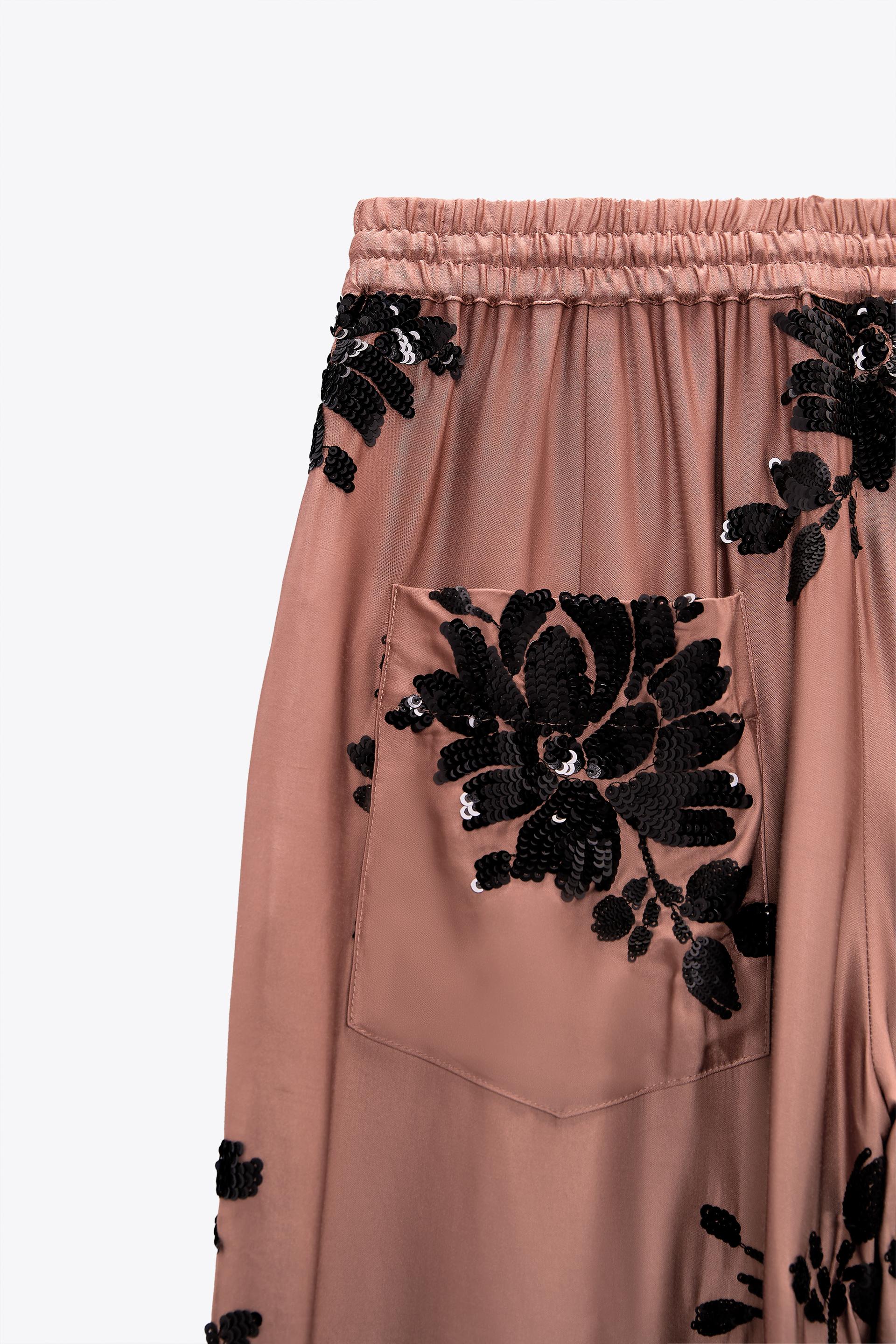 EMBROIDERED TROUSERS WITH SEQUINS 