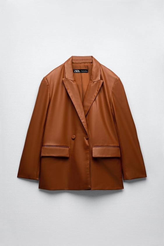 OVERSIZE FAUX LEATHER BLAZER - whisky | ZARA Australia