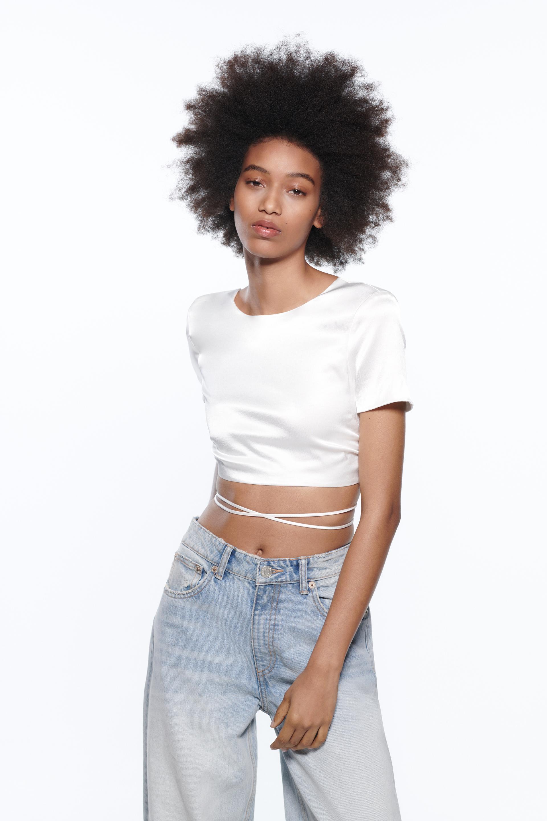 SATIN CROP TOP - Black | ZARA Australia