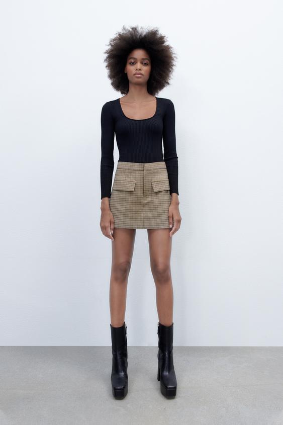 FALDA PANTALÓN CUADROS - único | ZARA Chile