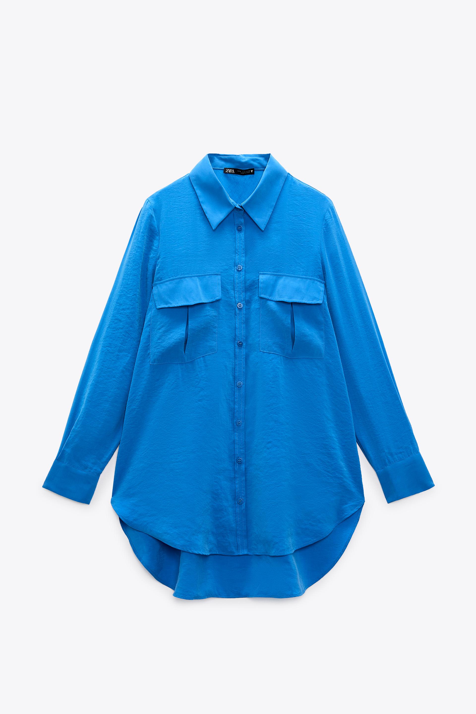 LONG SHIRT WITH POCKETS - Bluish | ZARA 