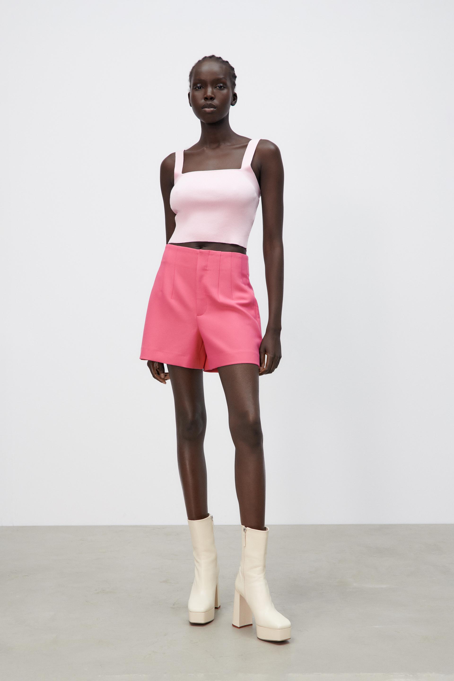 HIGH-RISE BERMUDA SHORTS - Fuchsia 